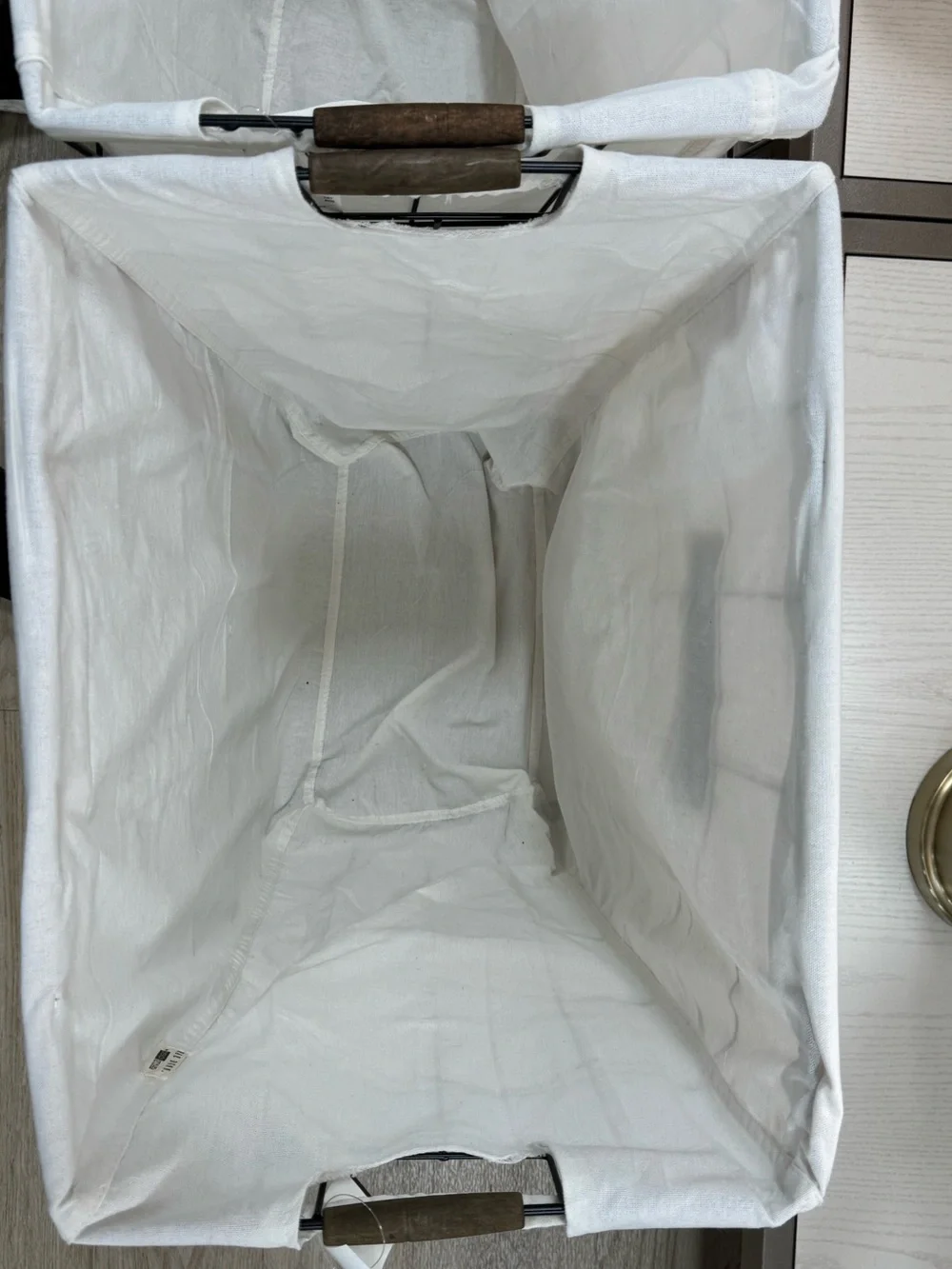 NWT Rae Dunn “Laundry” Rectangular Blk Wire Laundry Basket Hamper Cart w/Wheels